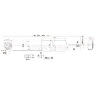 Амортизатор передн TOYOTA DYNA 150/TOYOACE 01- лев=RH SAT