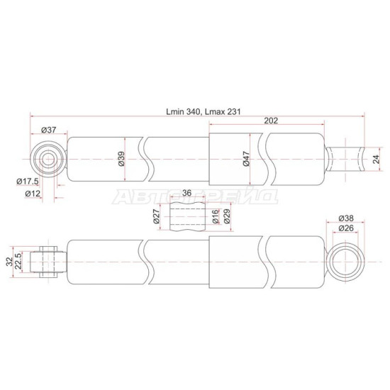 Амортизатор задн TOYOTA DYNA 150/TOYOACE 01- лев=RH SAT