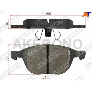 Колодки тормозные перед FORD FOCUS II/FOCUS III/KUGA I/KUGA II/MAZDA 3 BK/BL/PREMACY CP/CR/VOLVO S40 AKEBONO