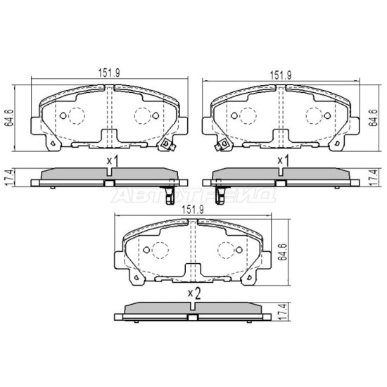 Колодки тормозные перед Honda Accord CU 2.4 SAT