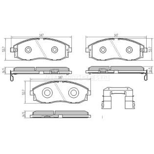 Колодки тормозные перед HYUNDAI H1/STAREX 97-06/PORTER 96-04 SAT