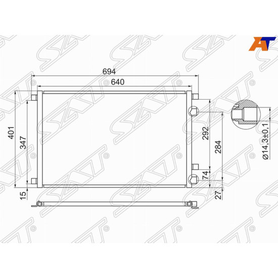 Радиатор кондиционера RENAULT MEGANE II/SCENIC 02-08 SAT