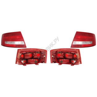 Фонари задние Ауди А6 Audi A6 C6 (2004-2008) комплект 2 штуки левый и правый DEPO высокое качество