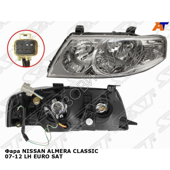 Фара NISSAN ALMERA CLASSIC 07-12 лев EURO SAT