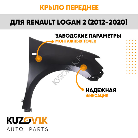 Крыло переднее правое с отверстием Renault Logan 2 (2012-2020) KUZOVIK
